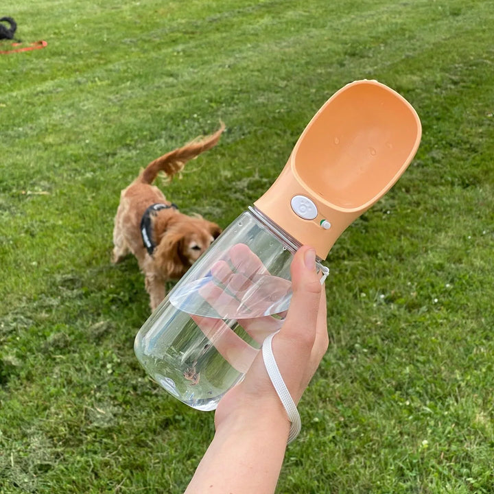 Portable Pet Water Bottle with Food Storage – 2-in-1 Travel Feeder for Dogs & Cats